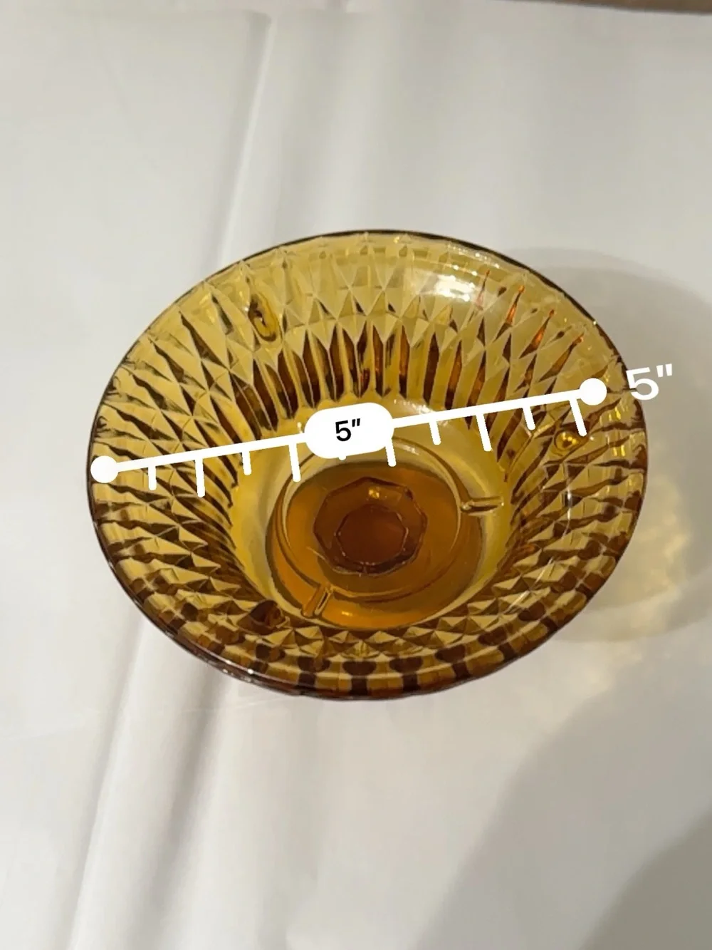 Vintage Indiana Glass Amber Fairy Lamp Bottom Diamond Point Pedestal Base Candle